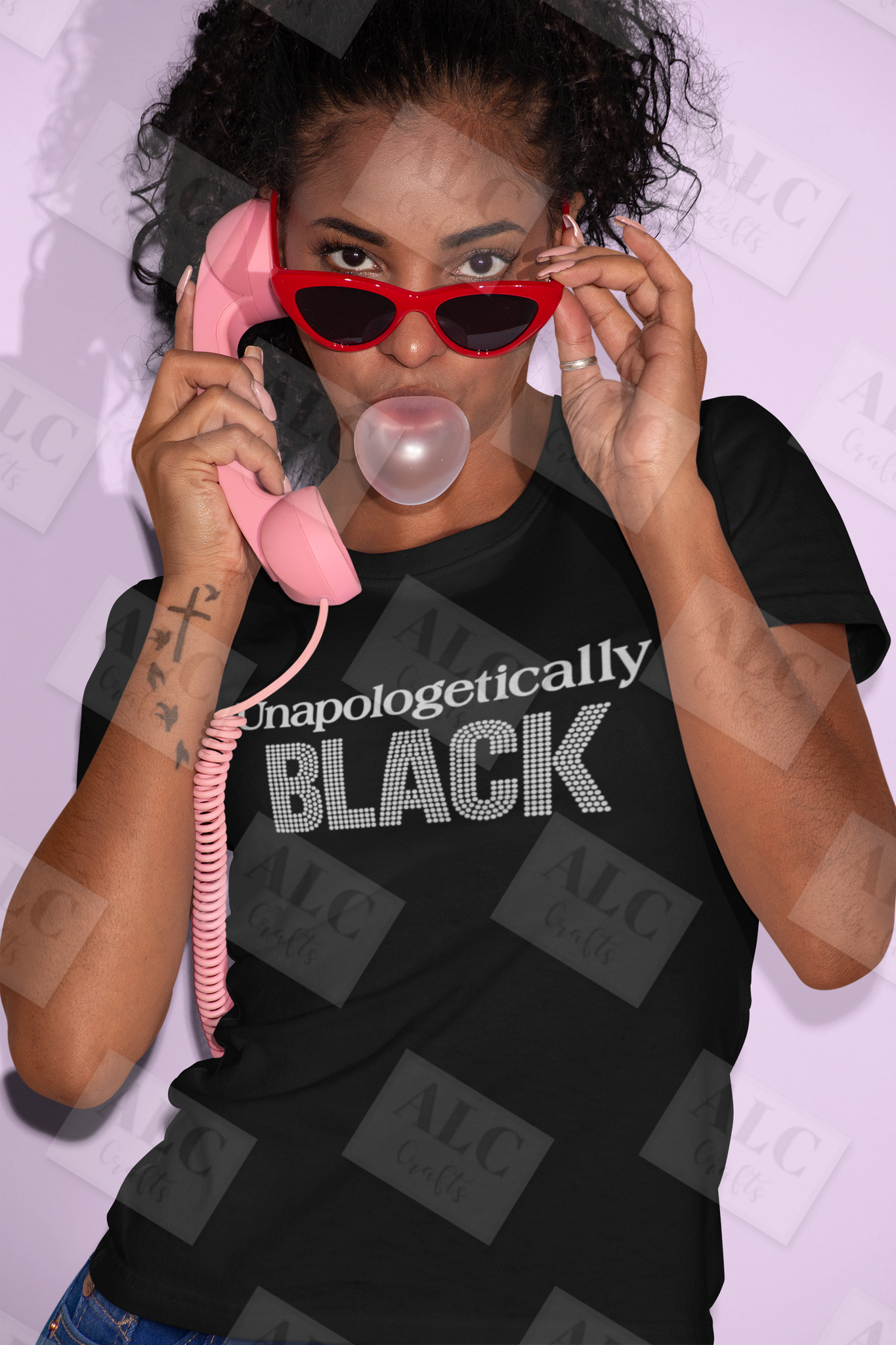 Unapologetically Black HTV & Rhinestone Shirt XXL